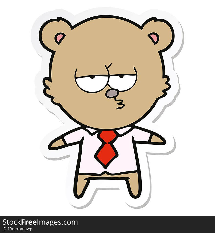 Sticker Of A Bear Boss Cartoon