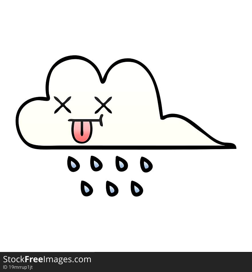 Gradient Shaded Cartoon Rain Cloud