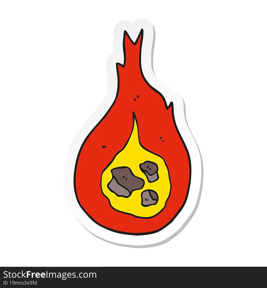 sticker of a cartoon fireball