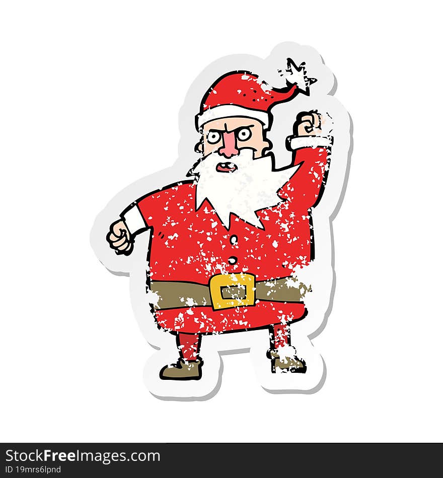 retro distressed sticker of a cartoon santa claus