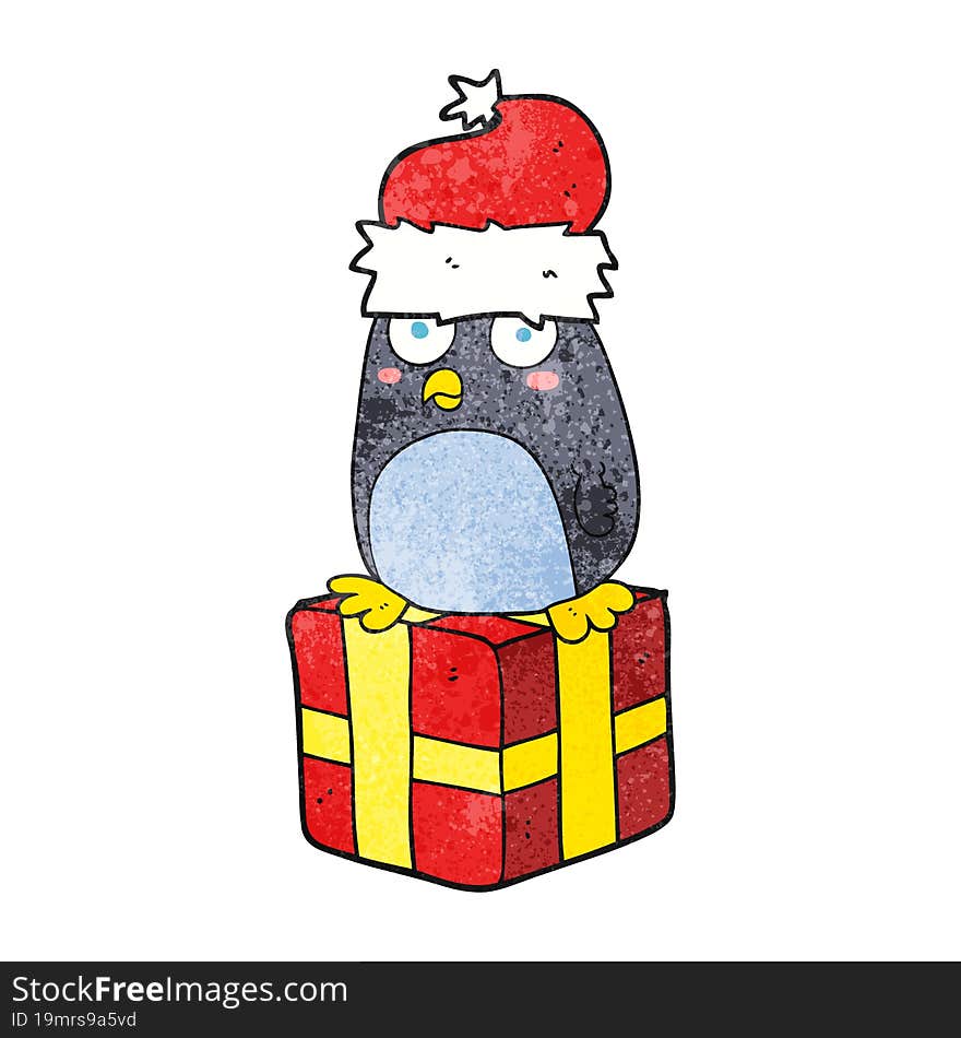 textured cartoon christmas penguin