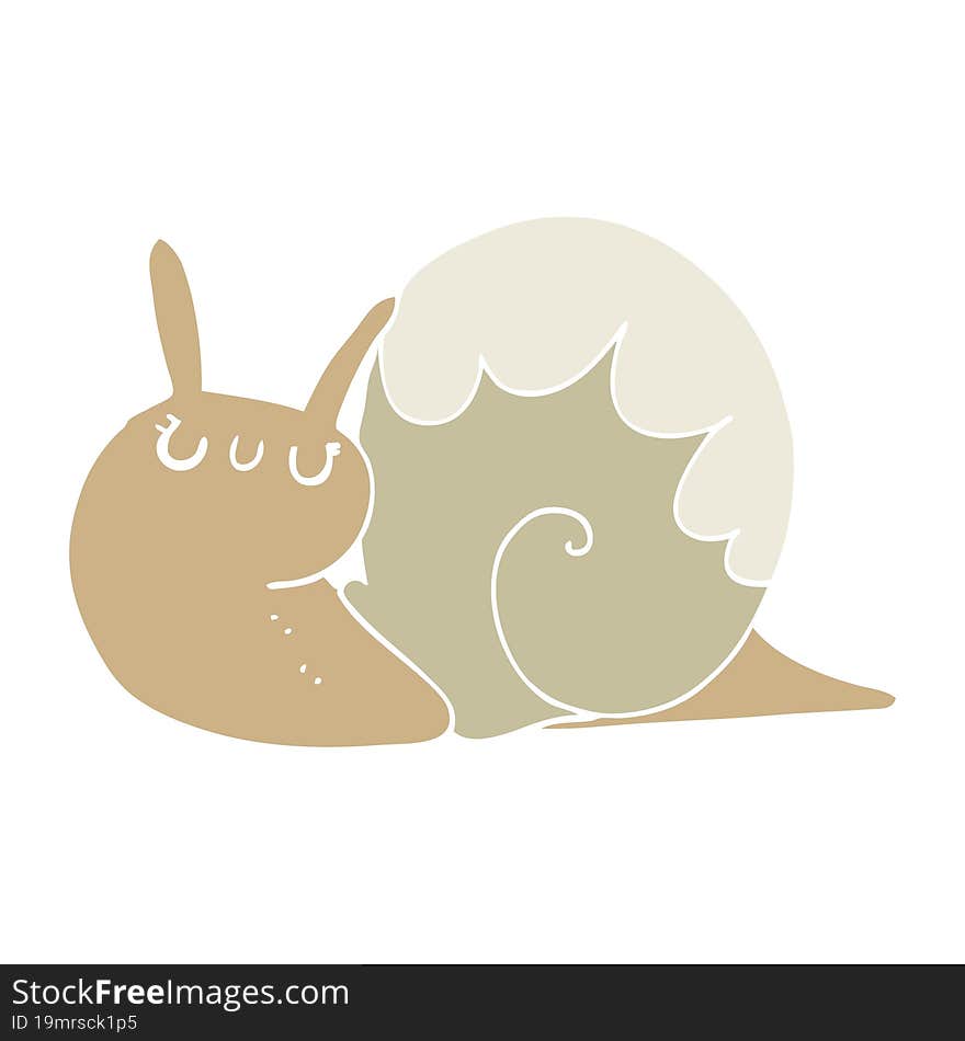 Cute Flat Color Style Cartoon Snail