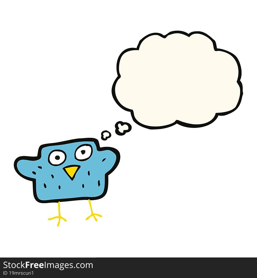 cartoon bird with thought bubble