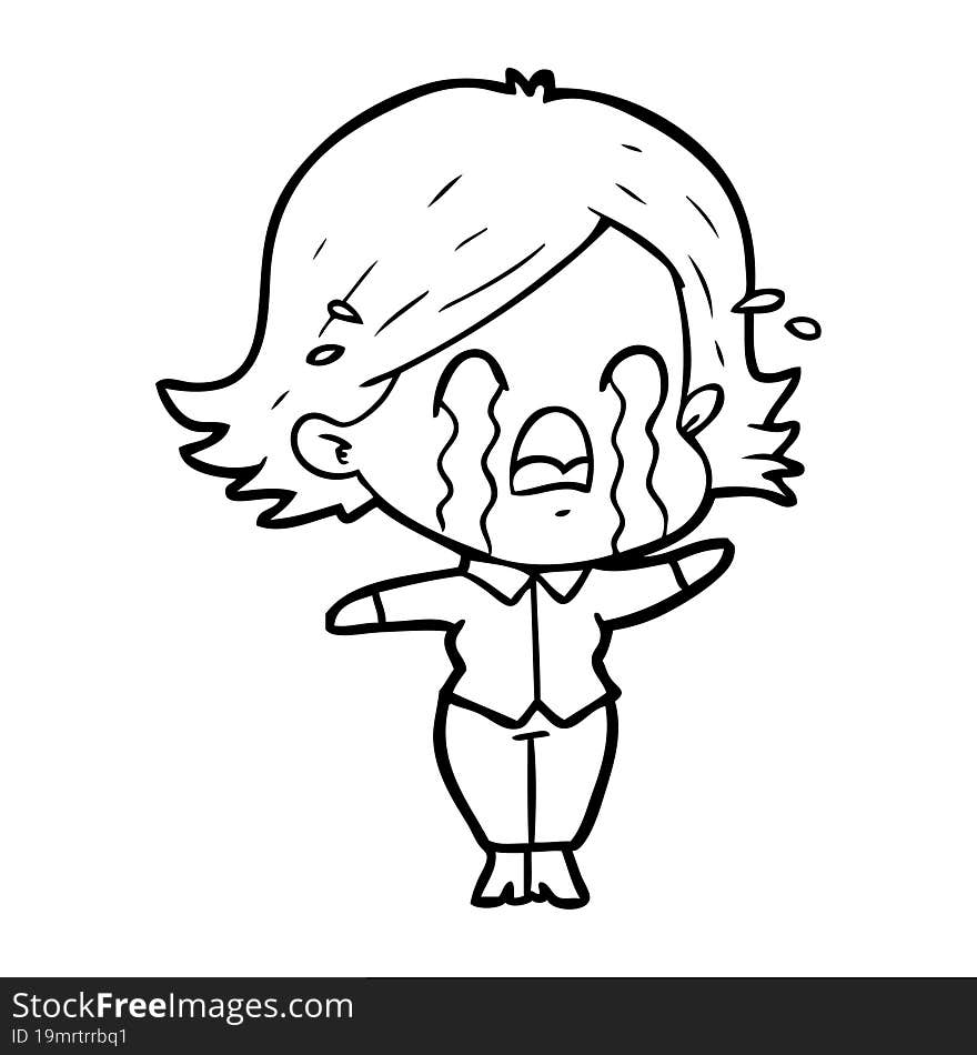 cartoon woman crying. cartoon woman crying