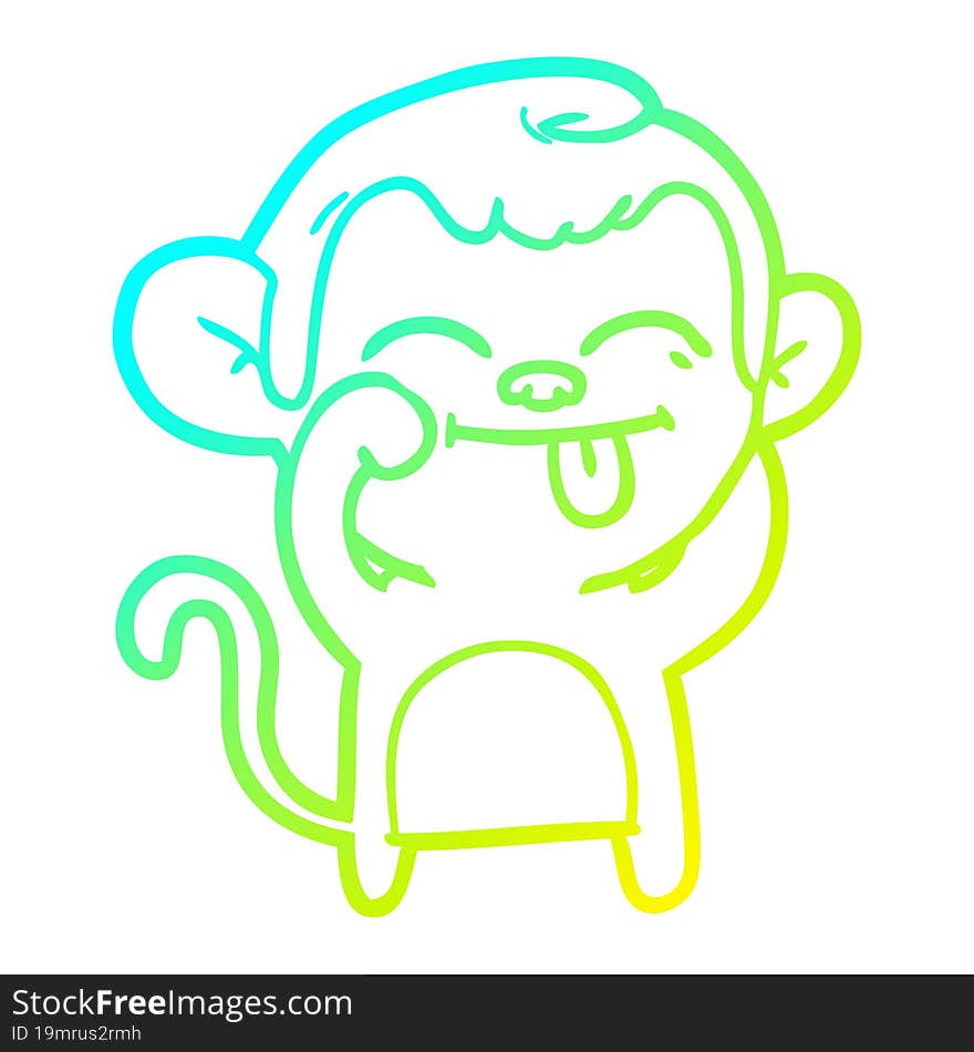 cold gradient line drawing funny cartoon monkey