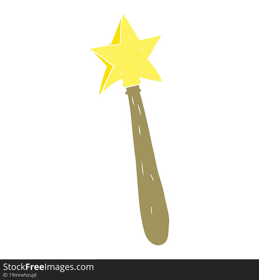 flat color illustration of a cartoon magic wand