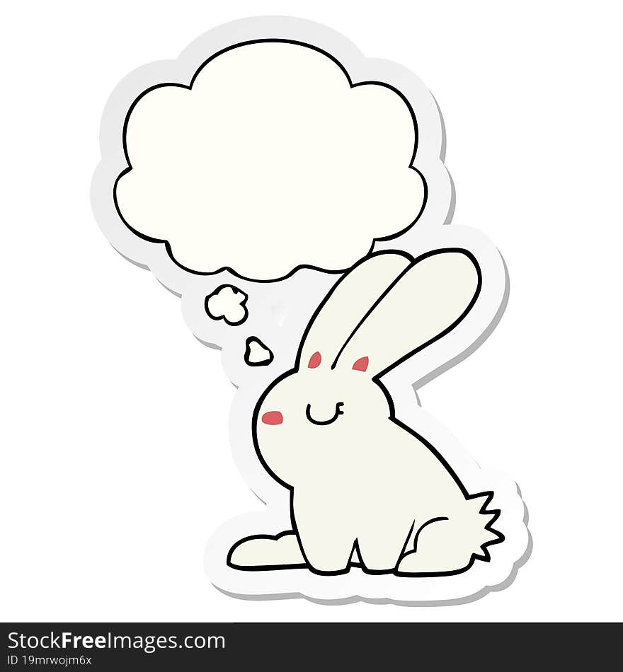 cartoon rabbit and thought bubble as a printed sticker