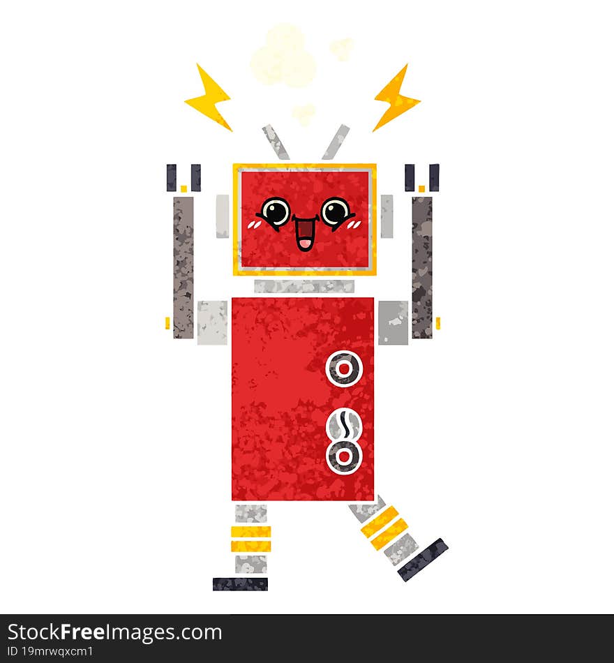 Retro Illustration Style Cartoon Robot