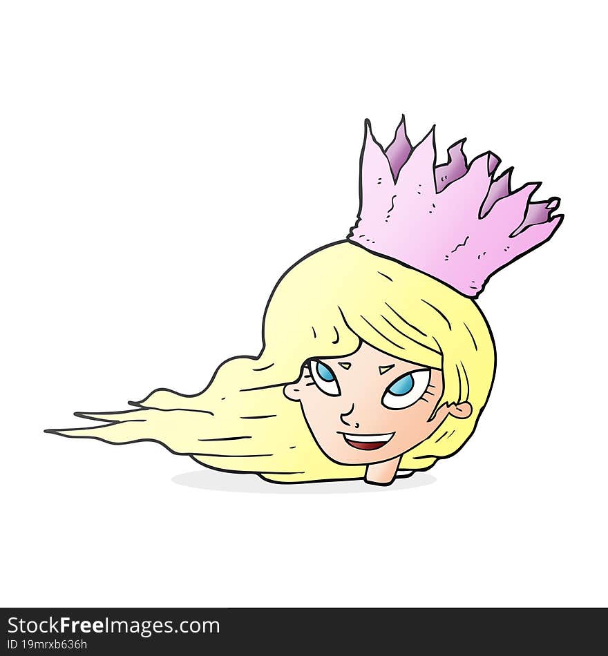 cartoon woman with blowing hair