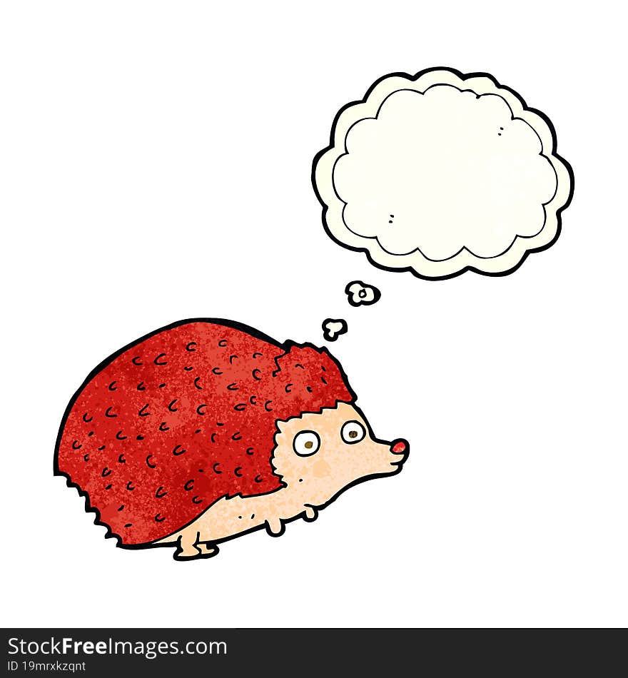 cartoon hedgehog with thought bubble