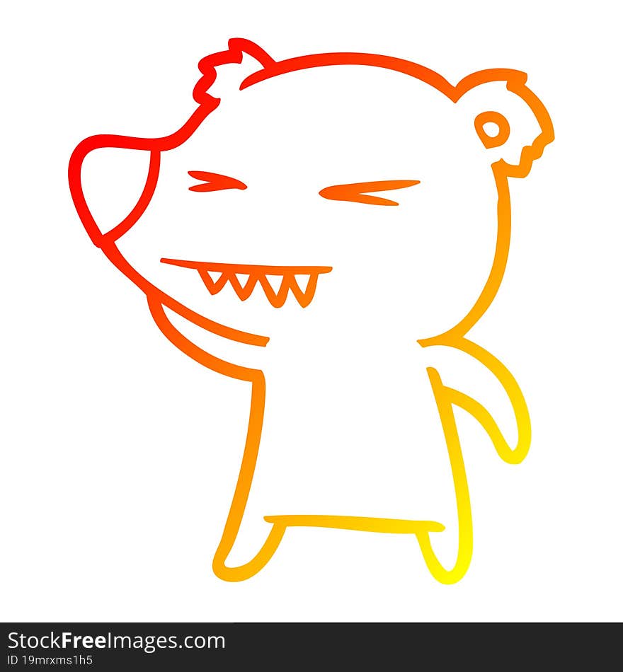 warm gradient line drawing angry polar bear cartoon