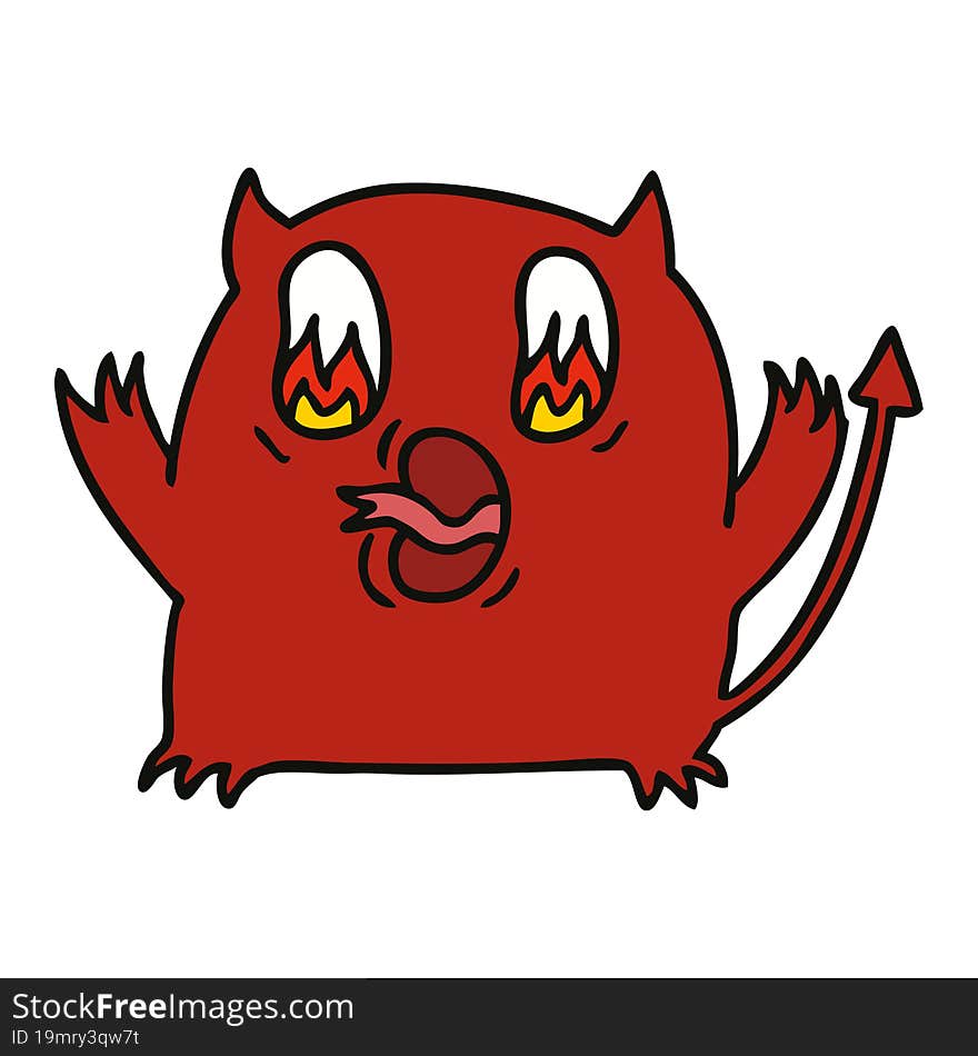 cartoon of cute kawaii red demon