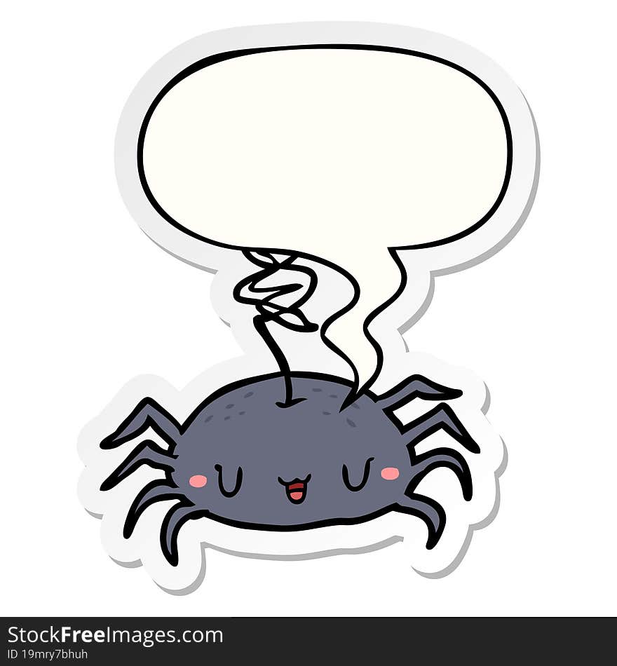 cartoon halloween spider with speech bubble sticker