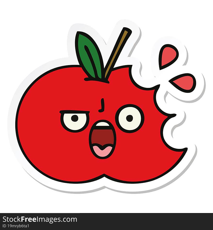 sticker of a cute cartoon red apple