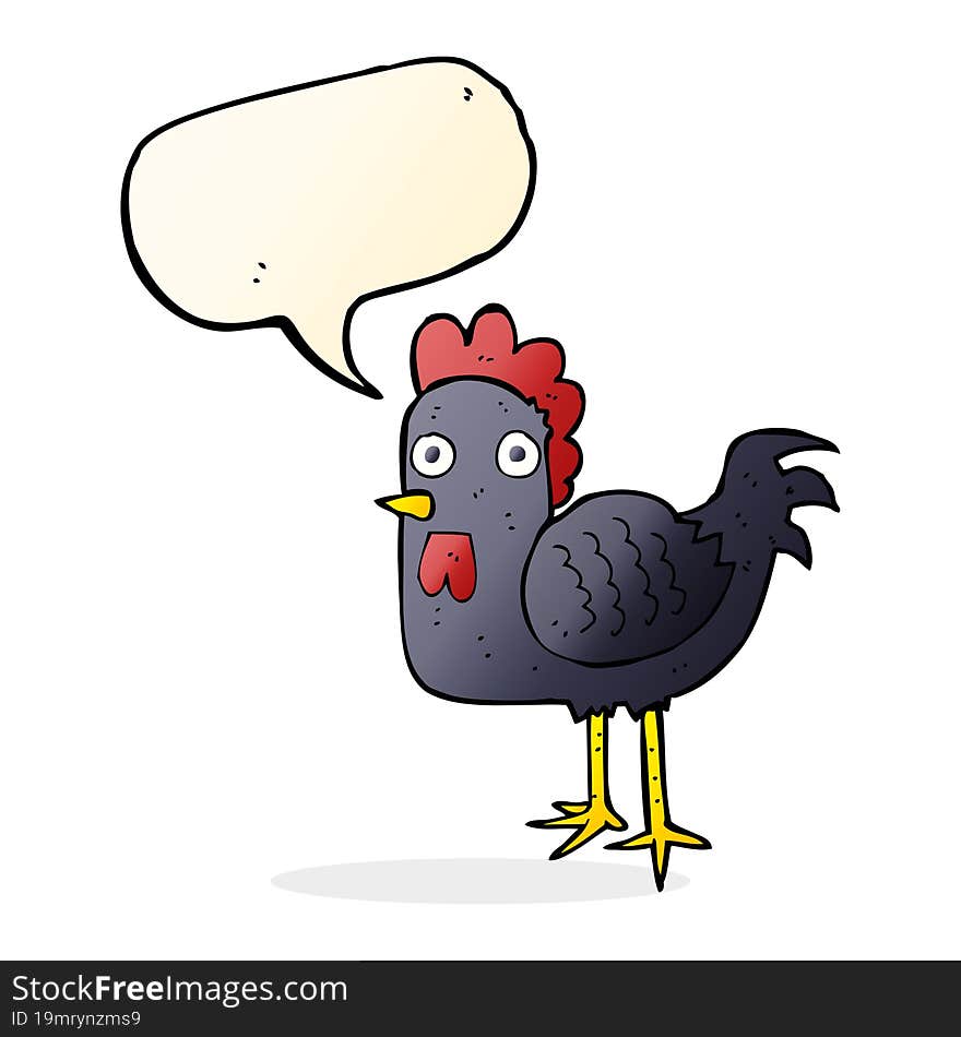 cartoon chicken with speech bubble