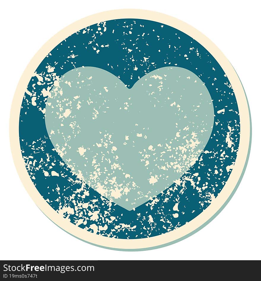 iconic distressed sticker tattoo style image of a heart. iconic distressed sticker tattoo style image of a heart