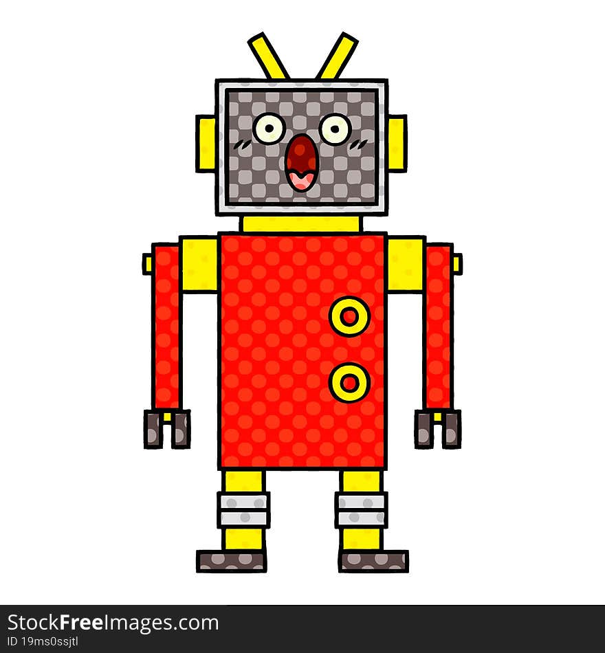 Comic Book Style Cartoon Robot