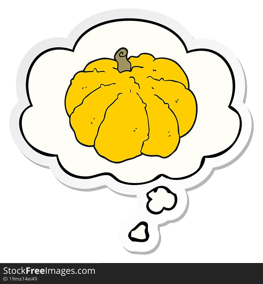 cartoon squash with thought bubble as a printed sticker