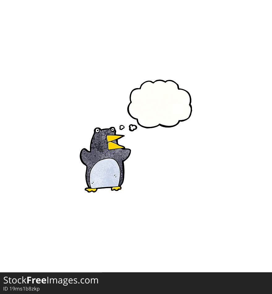 funny penguin cartoon with thought bubble