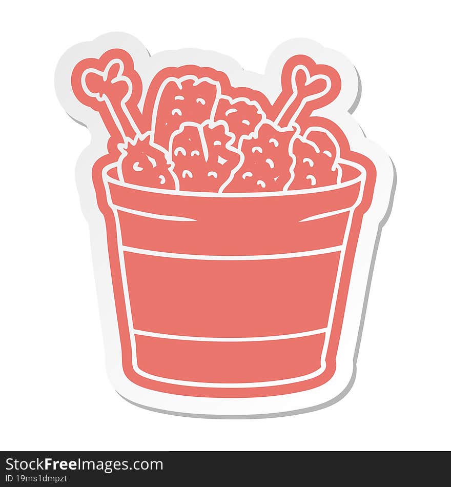 cartoon sticker bucket of fried chicken