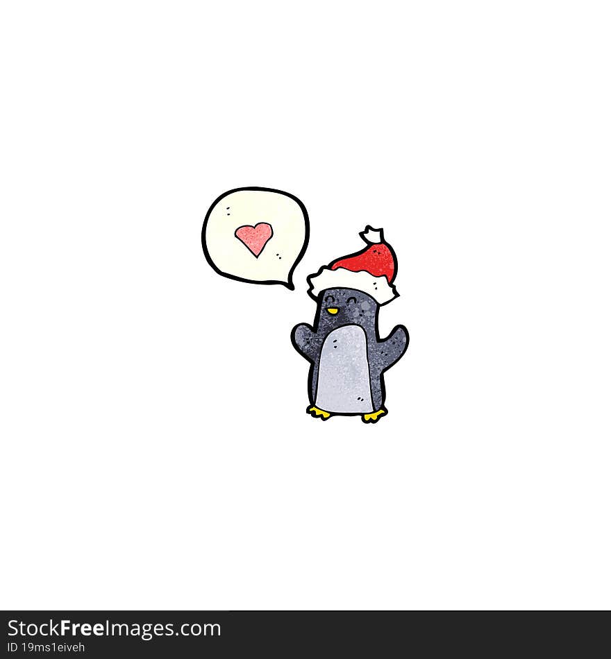 Cartoon Penguin With Love Heart