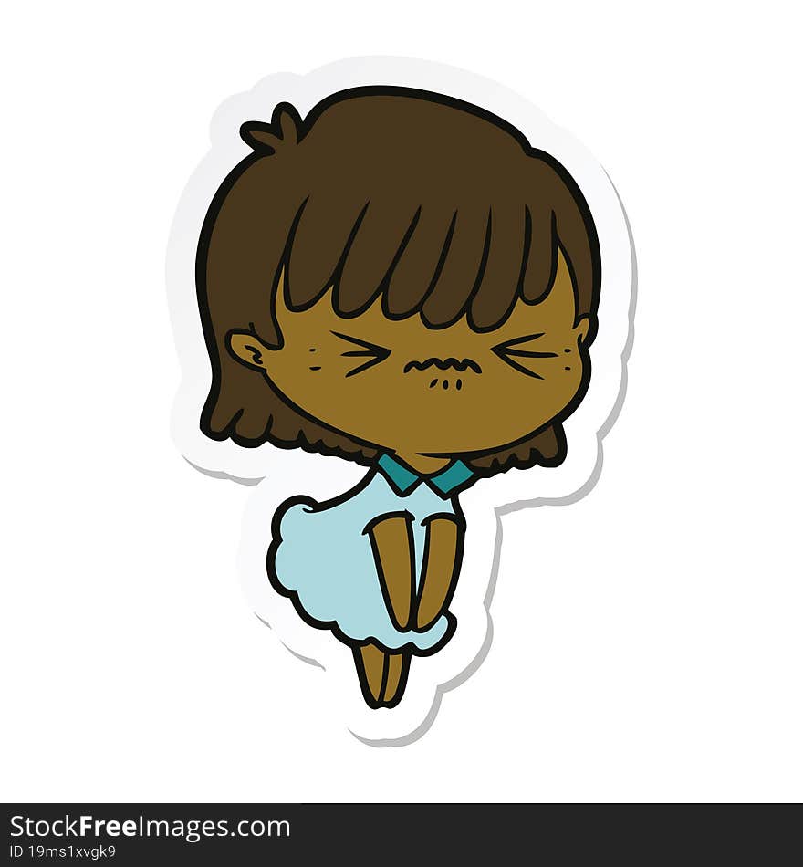 sticker of a annoyed cartoon girl