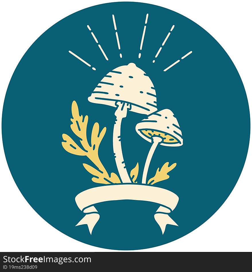 Icon Of Tattoo Style Mushrooms