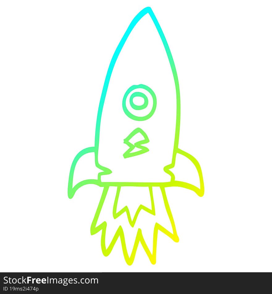 cold gradient line drawing cartoon space rocket