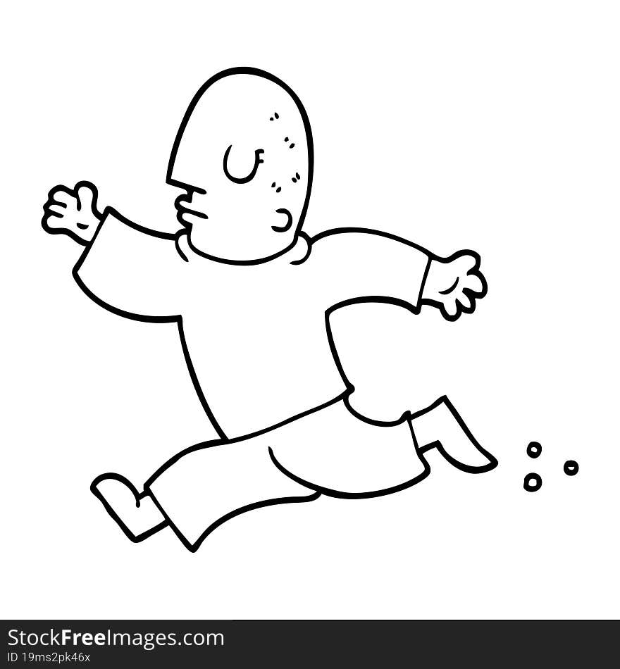 line drawing cartoon man running