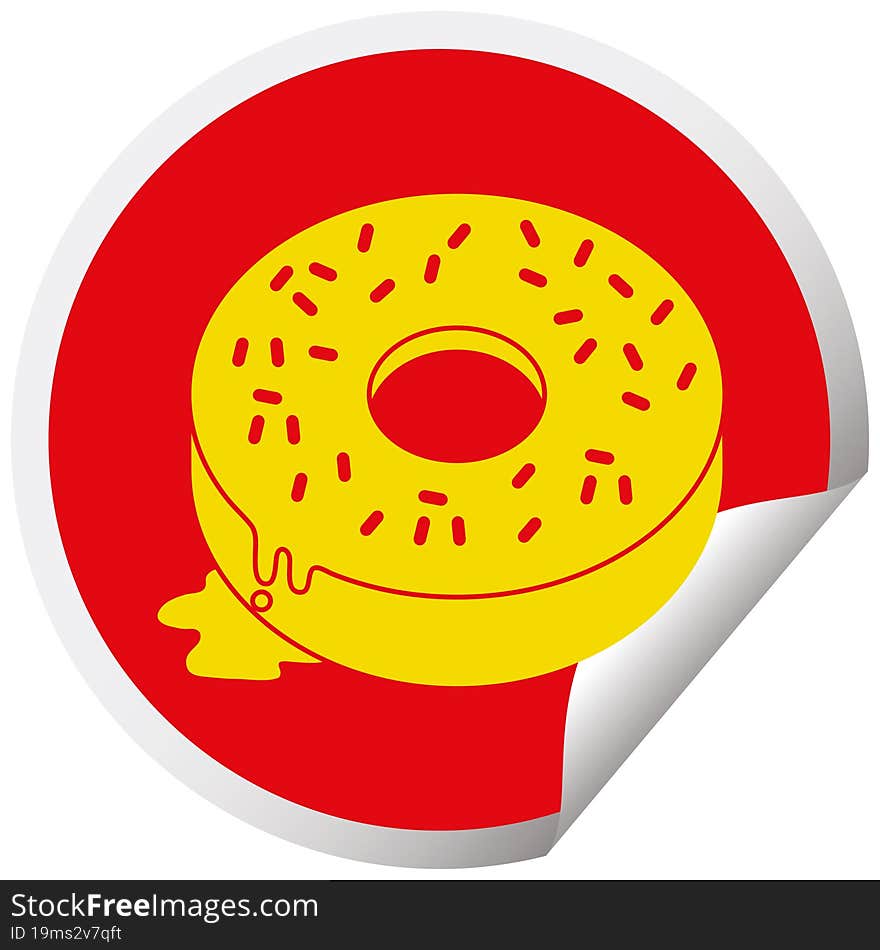 Tasty donut circular peeling sticker