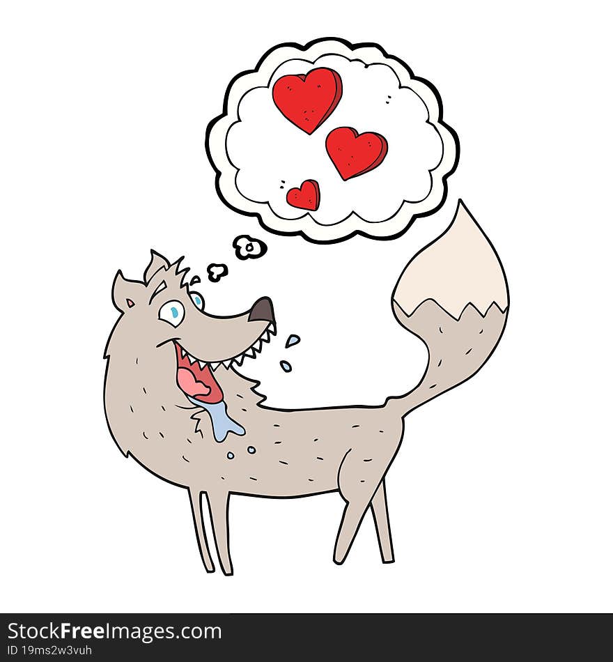 thought bubble cartoon wolf in love