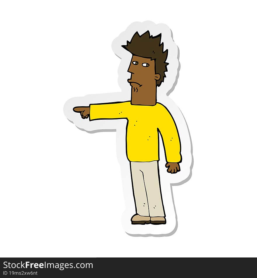 sticker of a cartoon man pointing