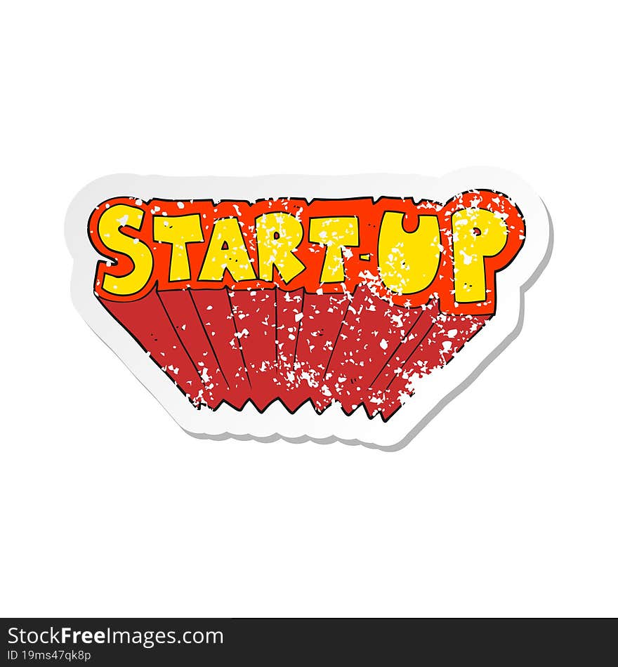 retro distressed sticker of a cartoon startup symbol