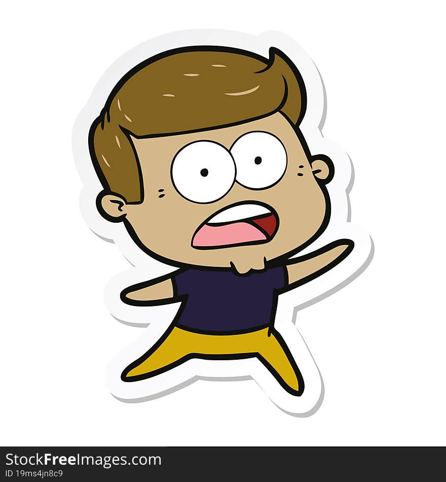 Sticker Of A Cartoon Shocked Man