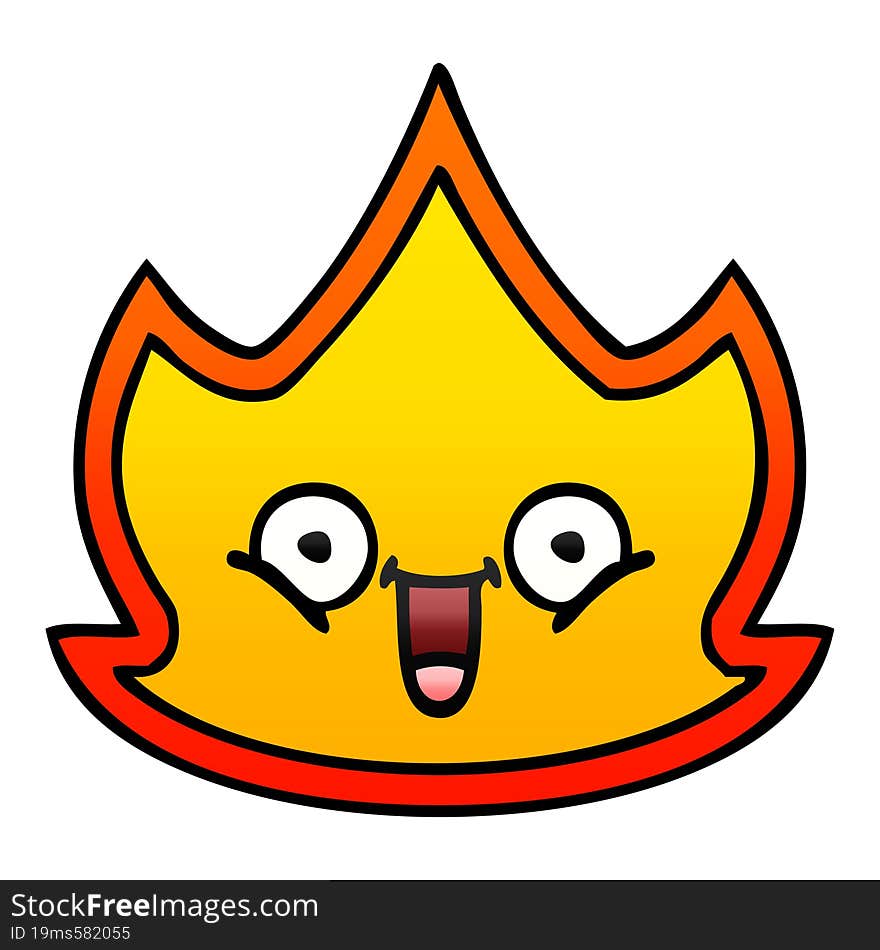 gradient shaded cartoon of a happy fire