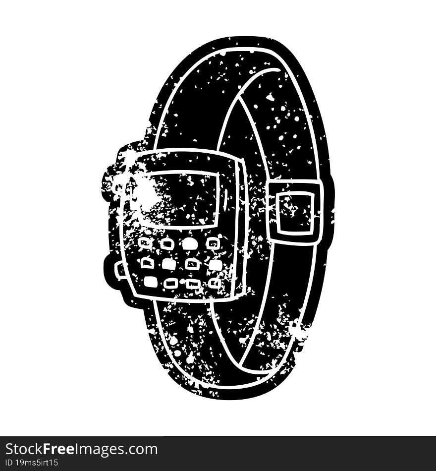 grunge icon drawing of a retro watch