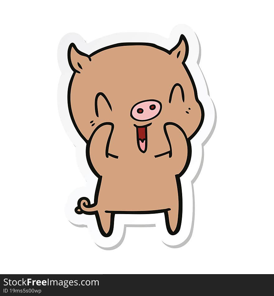 sticker of a happy cartoon pig