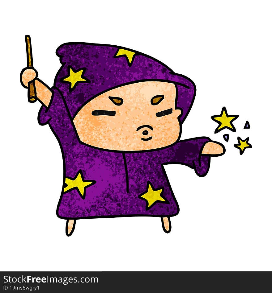 textured cartoon  cute kawaii wizard child