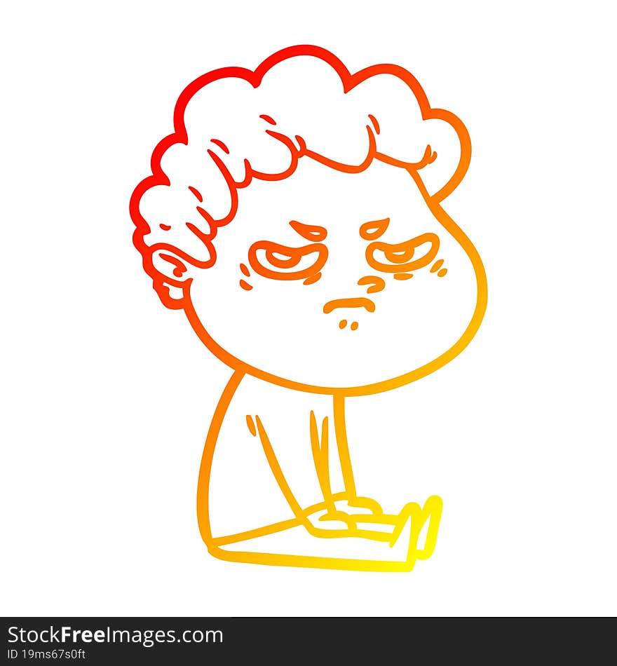 warm gradient line drawing cartoon angry man