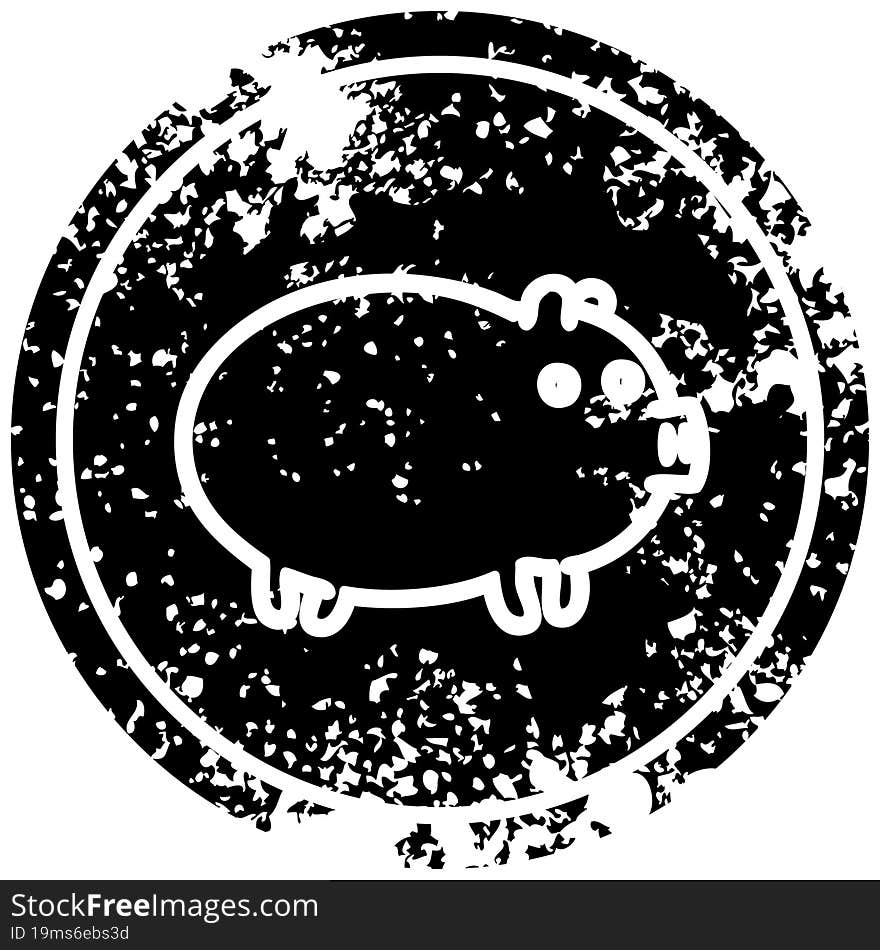 fat pig distressed icon