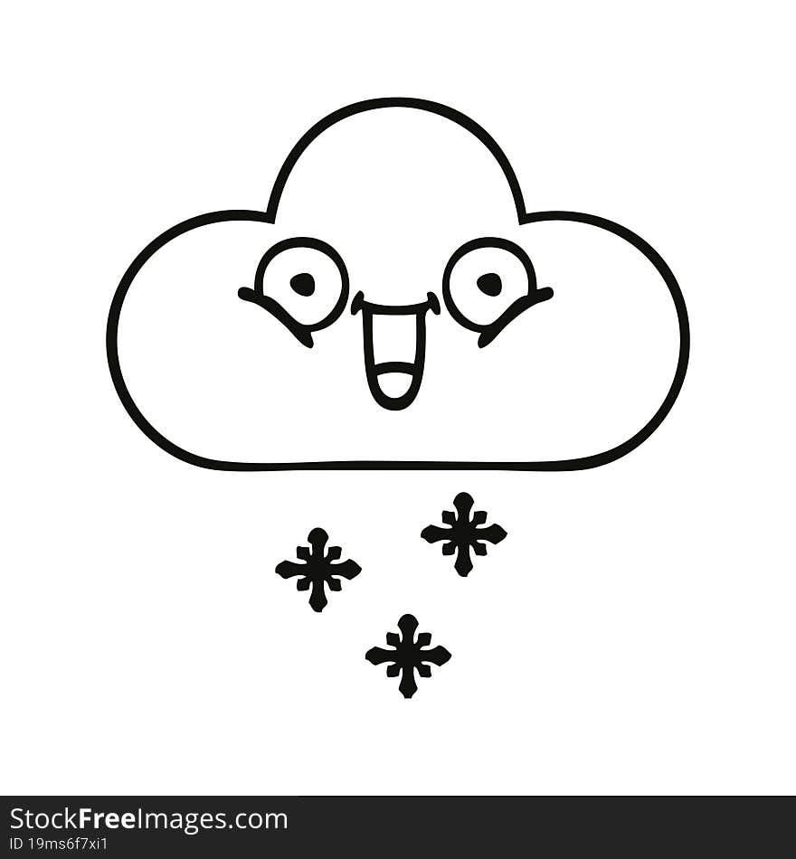 Line Drawing Cartoon Snow Cloud