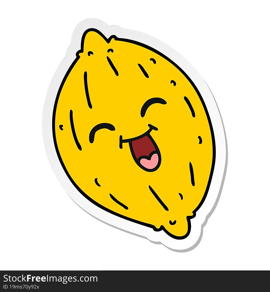 Sticker Cartoon Of A Happy Lemon