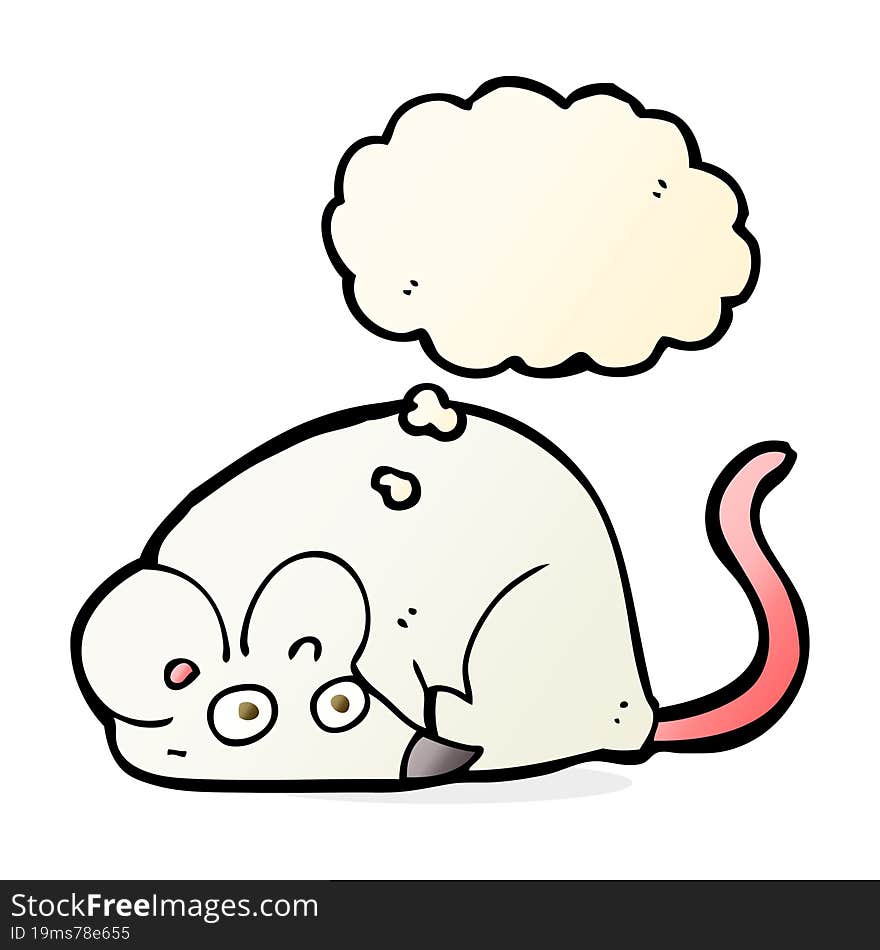 cartoon white mouse with thought bubble