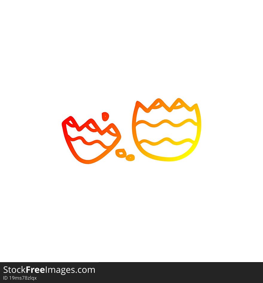 Warm Gradient Line Drawing Cartoon Cracked Painted Easter Egg