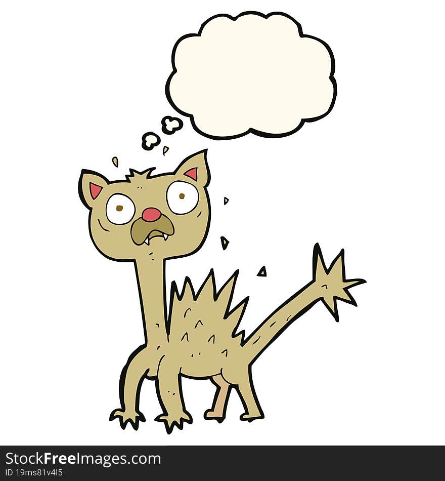 Cartoon Scared Cat With Thought Bubble