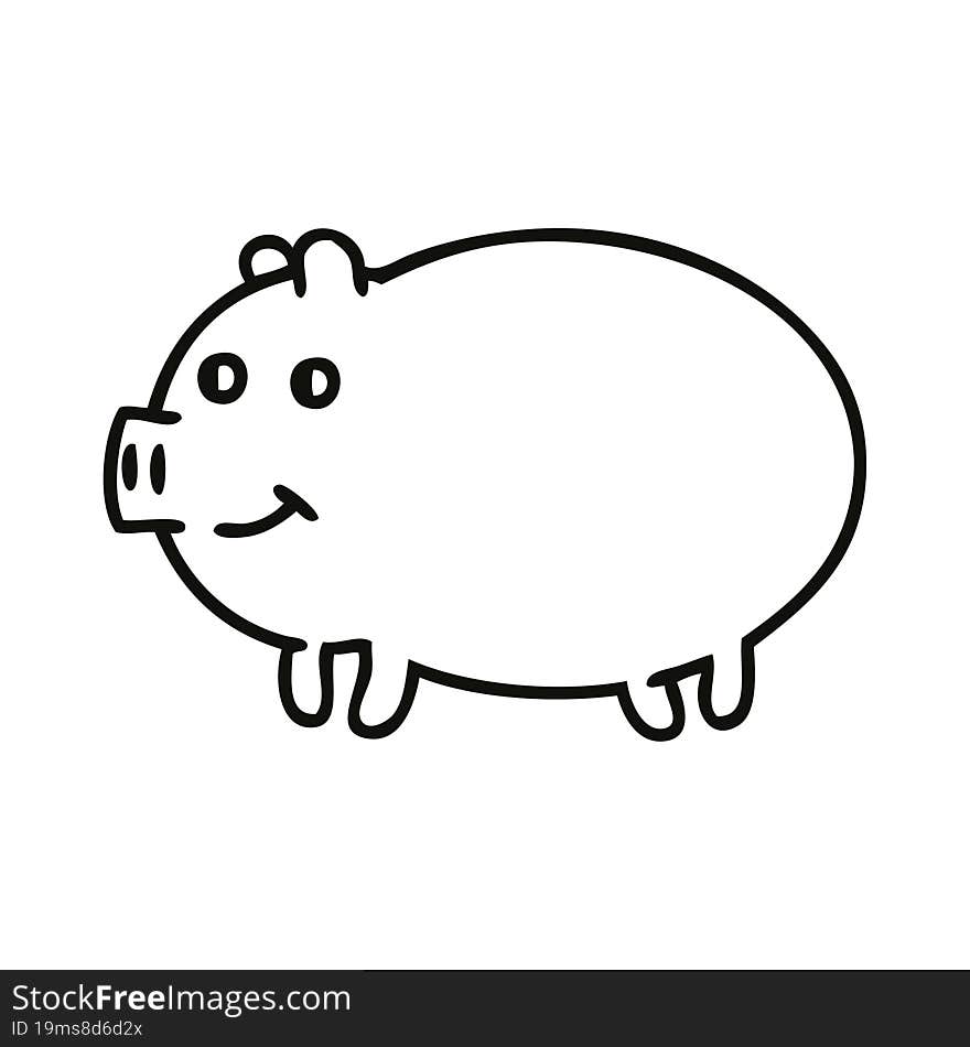 line drawing cartoon pig