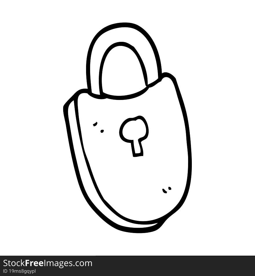 Line Drawing Cartoon Locked Padlock