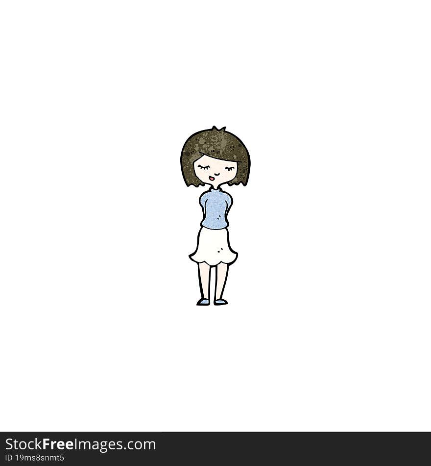 cartoon shy woman