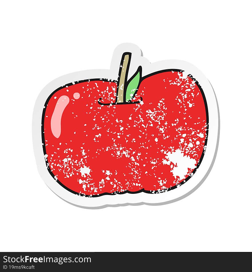 distressed sticker of a cartoon apple