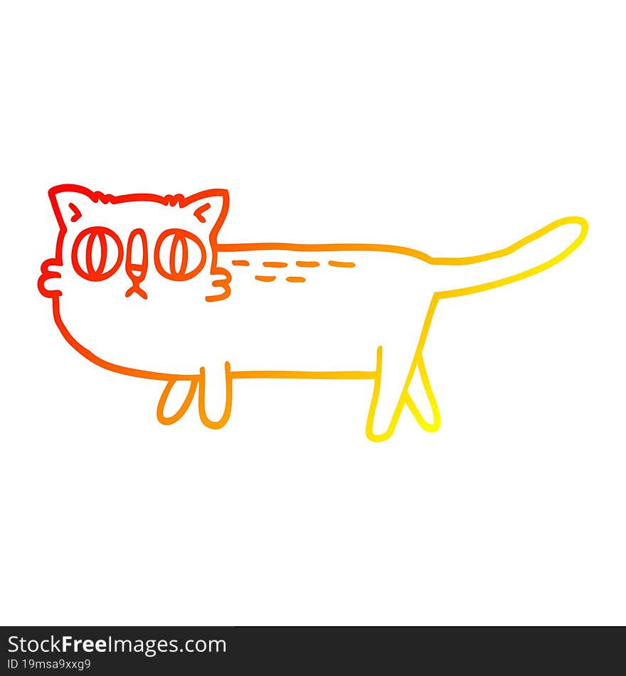 warm gradient line drawing cartoon funny cat